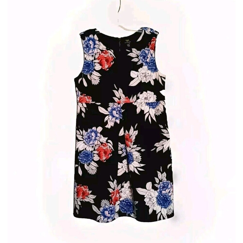 Maternity Dress Taylor A Pea In The Pod Fit and Flare Sleeveless Black Floral  L